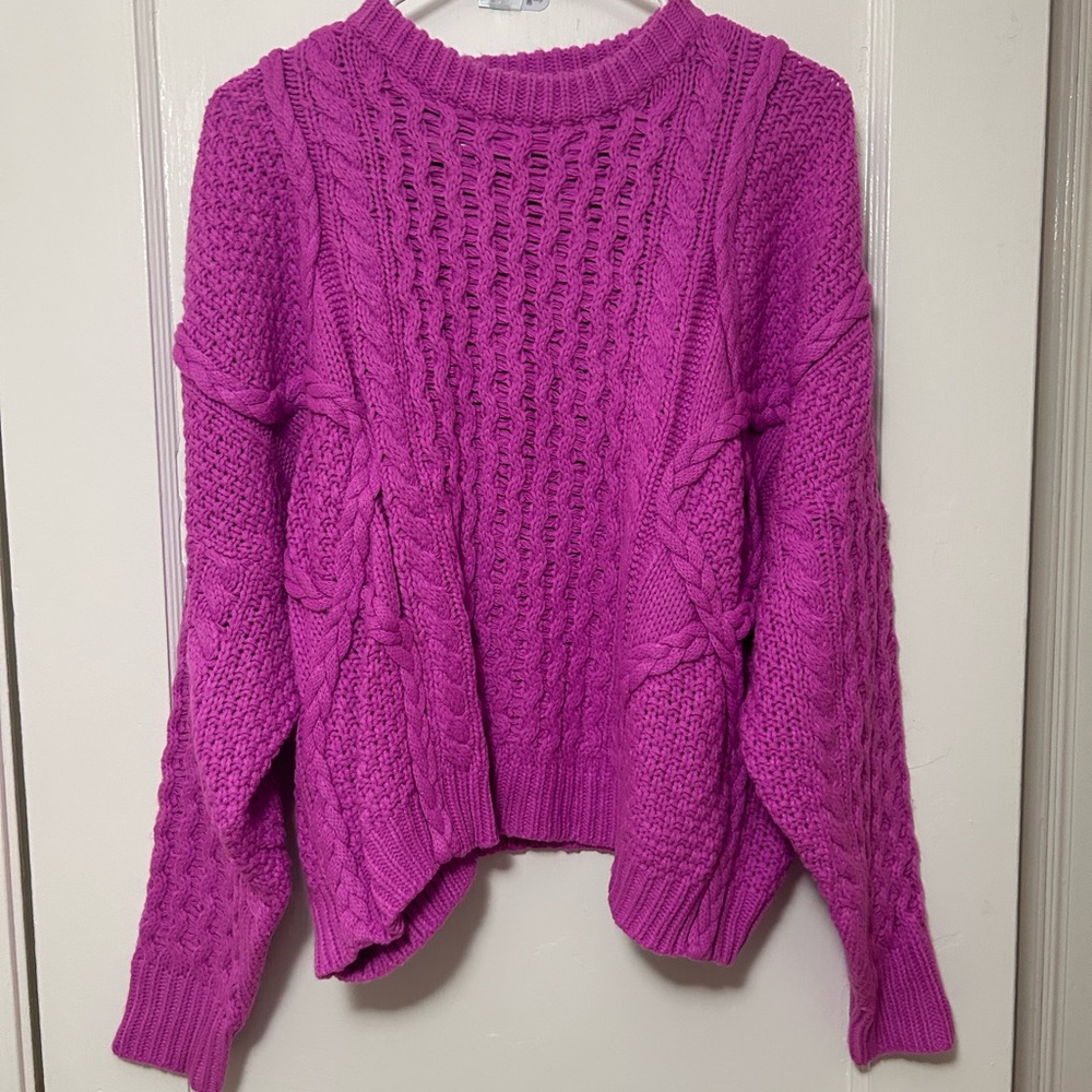Fuchsia Cable Knit Sweater